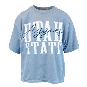 TSHIRT WOMENS BOXY UTAH STATE WITH SCRIPT AGGIES COMFORT WASH